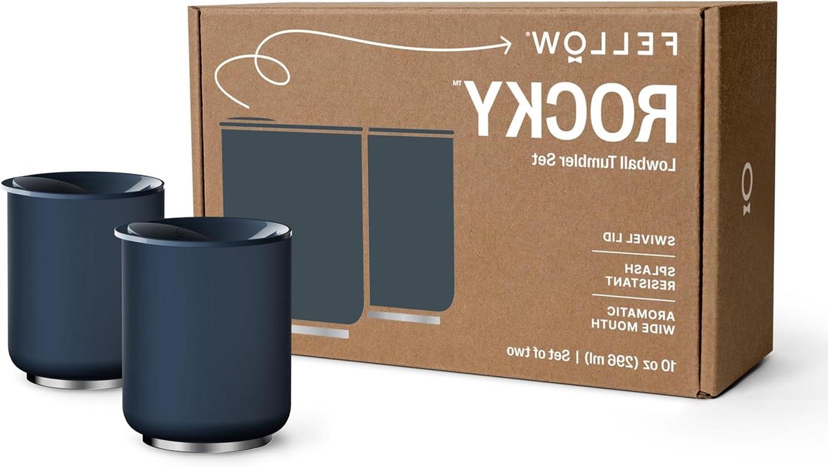 Lowball Tumbler Set - Cocktailbekers Geïsoleerd - Dranken Serveren - Keramische Binnenbekleding - 10 OZ Set van 2 - Steenblauw