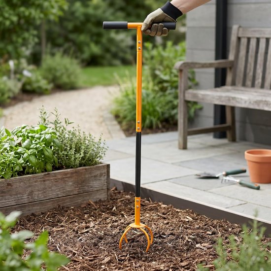 Tuinhandfrees - Bodemwoeler Cultivator - Tuinonderhoud - Ergonomisch Handvat - 97 cm - Zwart — afbeelding 3
