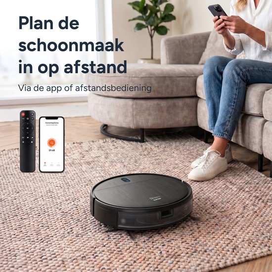 Skoov EcoPulse Robotstofzuiger met Dweilfunctie en Laadstation - Dweilrobot - Stofzuiger Robot en Dweil in 1 - Huisdieren en Hondenharen - Dynamische Navigatie - App & Afstandsbediening - Zwart