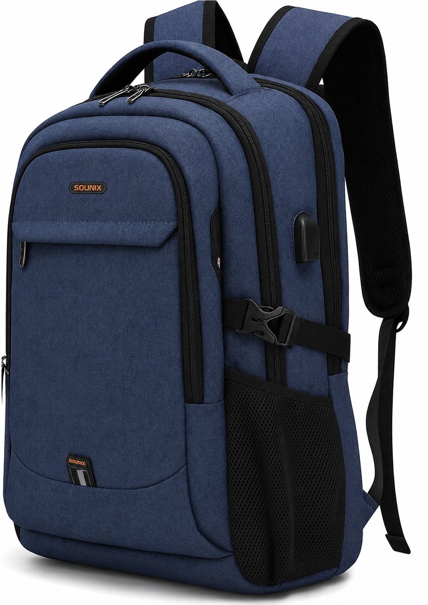 Bol.com Sounix Laptoptas 17 inch - Laptoptas Dames & Heren - Rugtas - Rugzak - Inclusief Usb Oplaadstation - Hoge kwaliteit - Ma... aanbieding