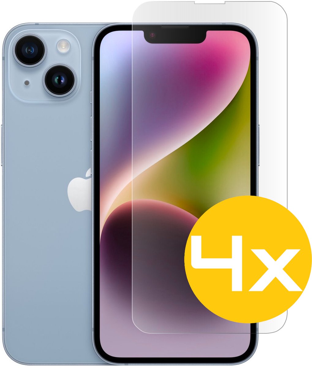 Screenprotector Geschikt Voor iPhone 14 Plus - Glasplaat - Tempered Glass - 4 Stuks