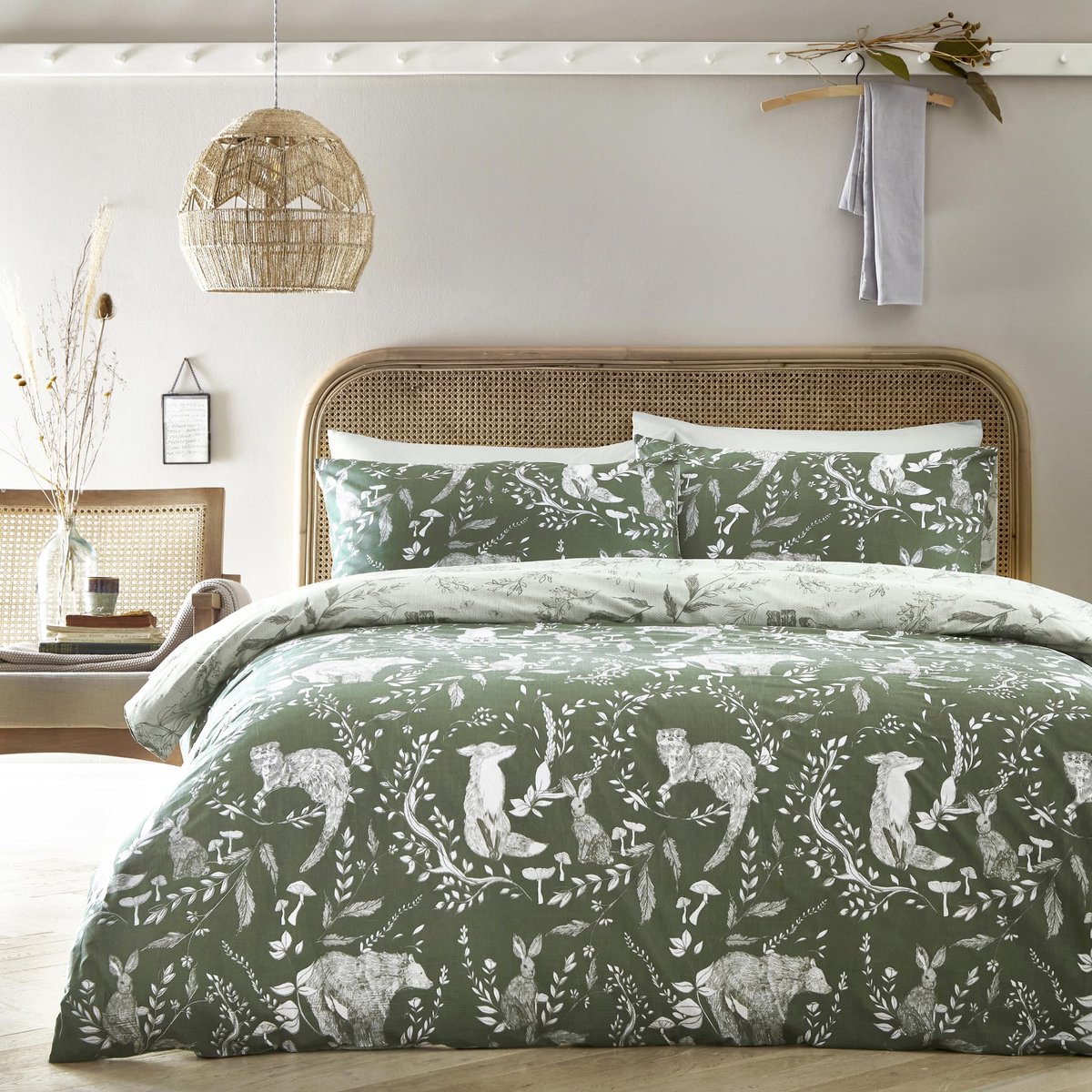 SnelShoppen - Duindoorn Tweepersoons Dekbedovertrek Evergreen Groen - 240x220 cm - 100% Katoen - Ademend en Comfortabel - Perfect voor Slaapkamer en G