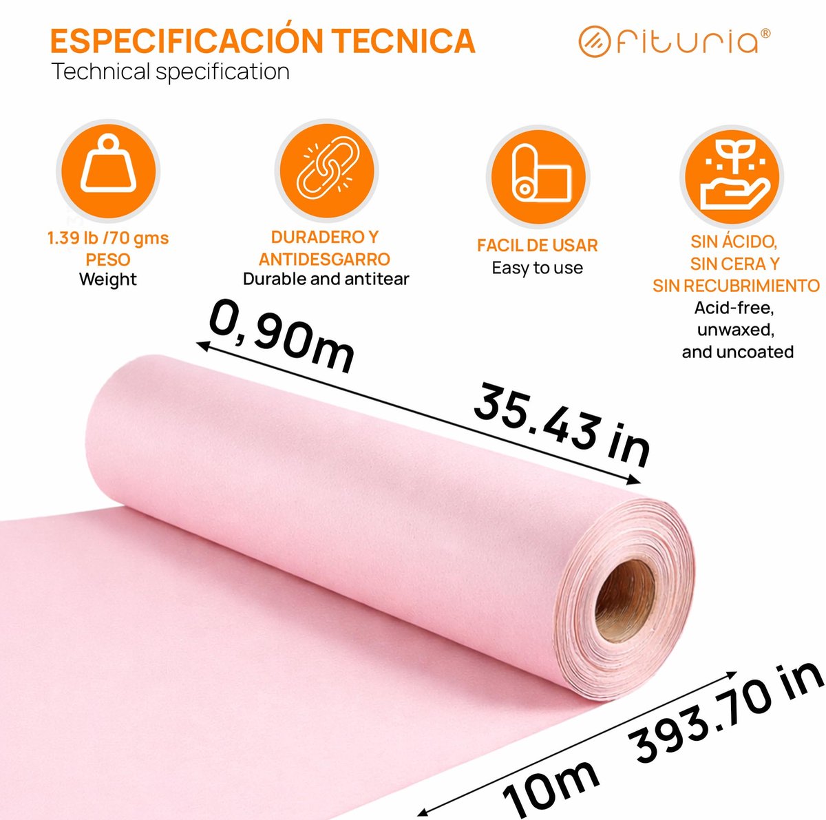 SnelShoppen - Kraftpapier Rol Pastelroze 0,90 x 10 m - Verpak- en Cadeaupapier voor Knutselen & Naaien - Robuust en Gemakkelijk te Snijden - Perfect v