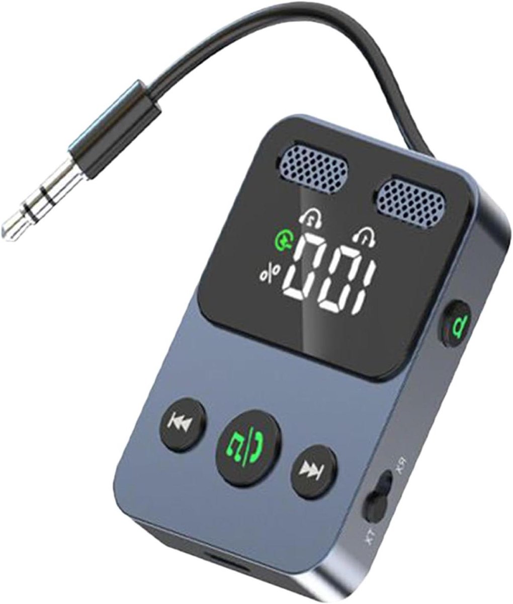 Draadloze Audio Adapter - Zender Ontvanger - Geluid Streamen - 2-in-1 Functionaliteit - 10 Meter Bereik - Grijs