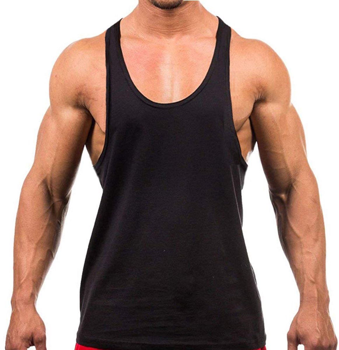 SnelShoppen - Katoenen Heren Tanktops - Atletische Workout Spiertanktops - Zwart - Maat S - Ideaal voor Sport, Fitness en Vrijetijd - Ademend en Comfo