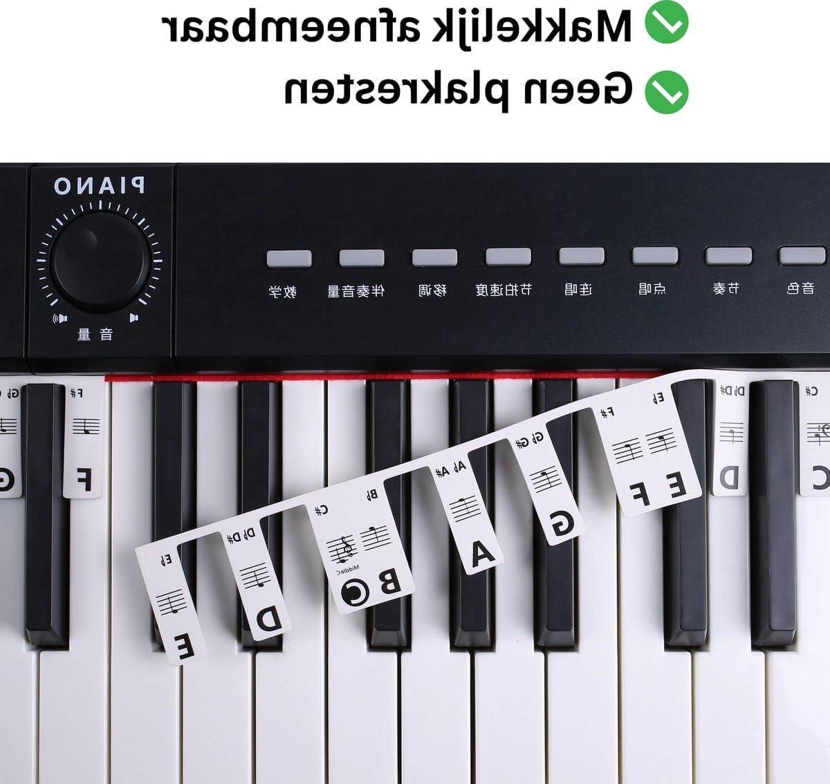 Siliconen Piano Stickers - Keyboard Noten Stickers - Piano Leren Spelen - Afneembaar Zonder Sporen - 88 Toetsen - Zwart