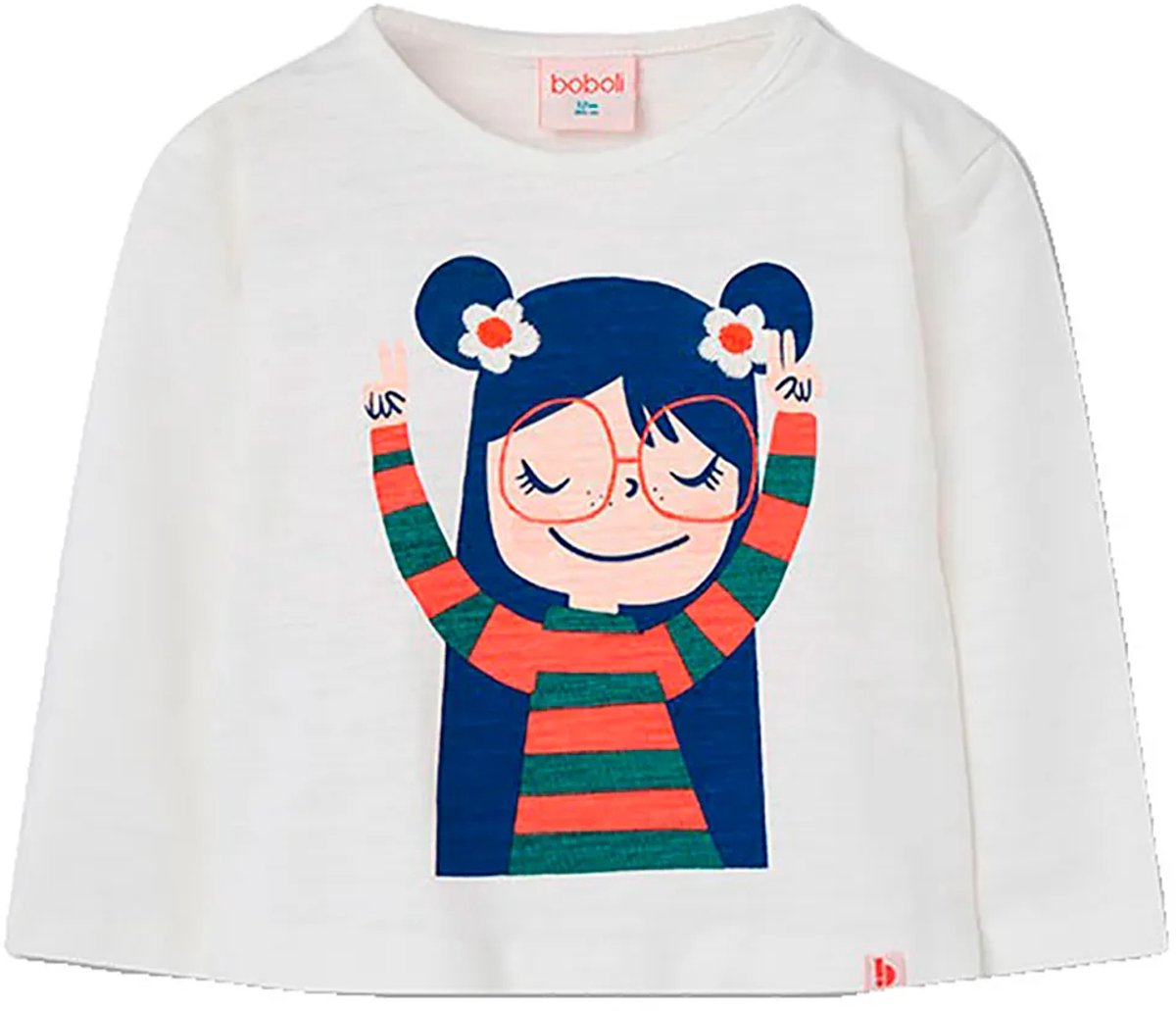 Boboli 334101 T-shirt Met Lange Mouwen Wit 4 Years Meisje