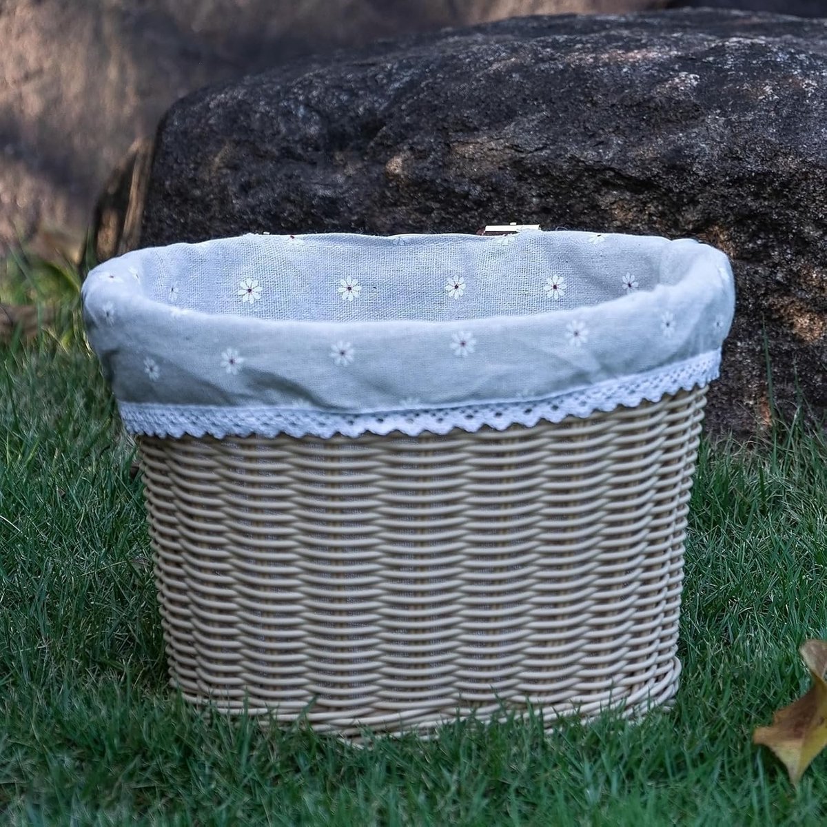 Fietsmand - Beige - 19 x 16 x 19 cm - Handgemaakte Gevlochten Rieten Mand - Voor Meisjes en Dames