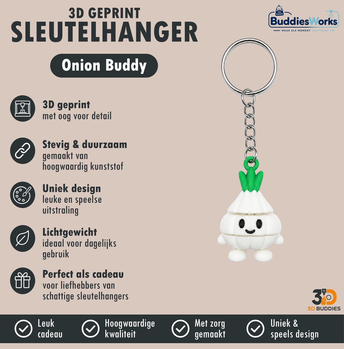 Onion Buddy - Sleutelhanger - 3D Buddies