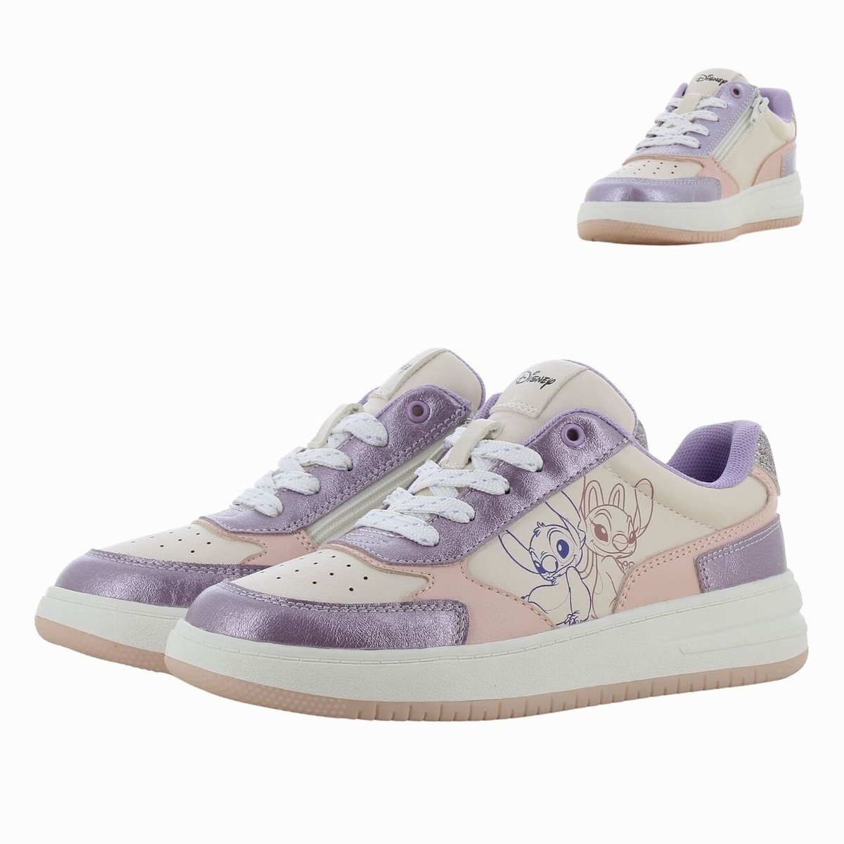 Lilo & Stitch - Sneakers voor meisjes - Angel en Stitch Schoenen voor kinderen met ritssluiting - Met glitterdetail - Maat 28 - Paars