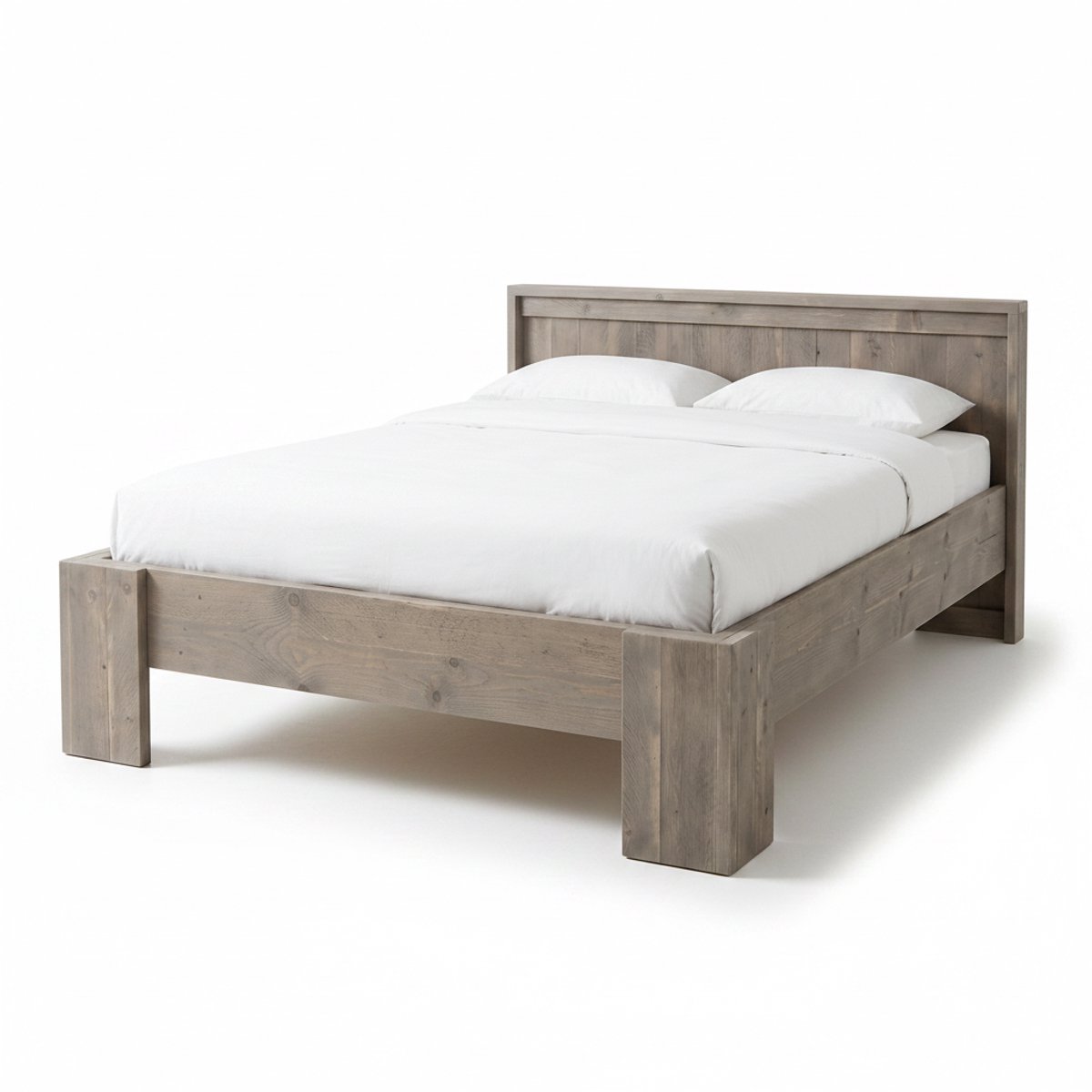 Meubelproductie Bed Ronel – Tweepersoonsbed – 200 x 160 cm – Steigerhout Vergrijsd Steigerhout