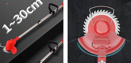 Accu Grastrimmer - Elektrische Onkruidmaaier - Bosmaaier - Kantenmaaier - 21V - 650W - 3 Soorten Messen - 2000mAh - 130 cm - Voor Tuin Gazon en Struiken — afbeelding 2