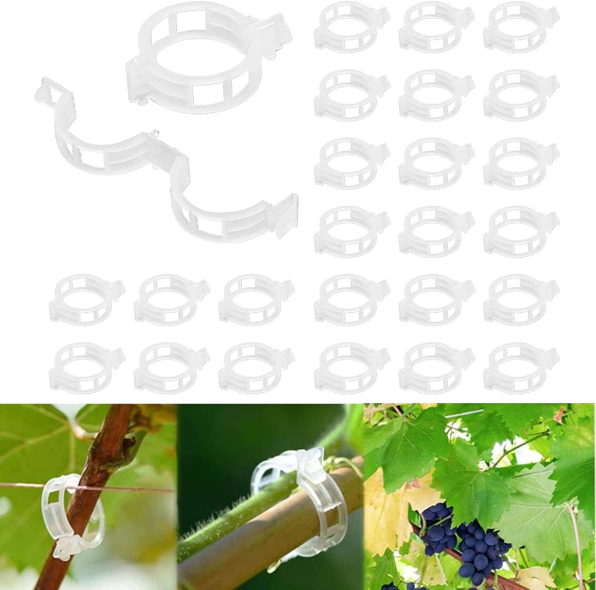 KZQ 200 plantensteunclips - Tomatenplantensteunclips - Bindclips - Plantenclips - Geschikt voor klimplanten, klimplantenclips, tuinplantensteunclips - Wit