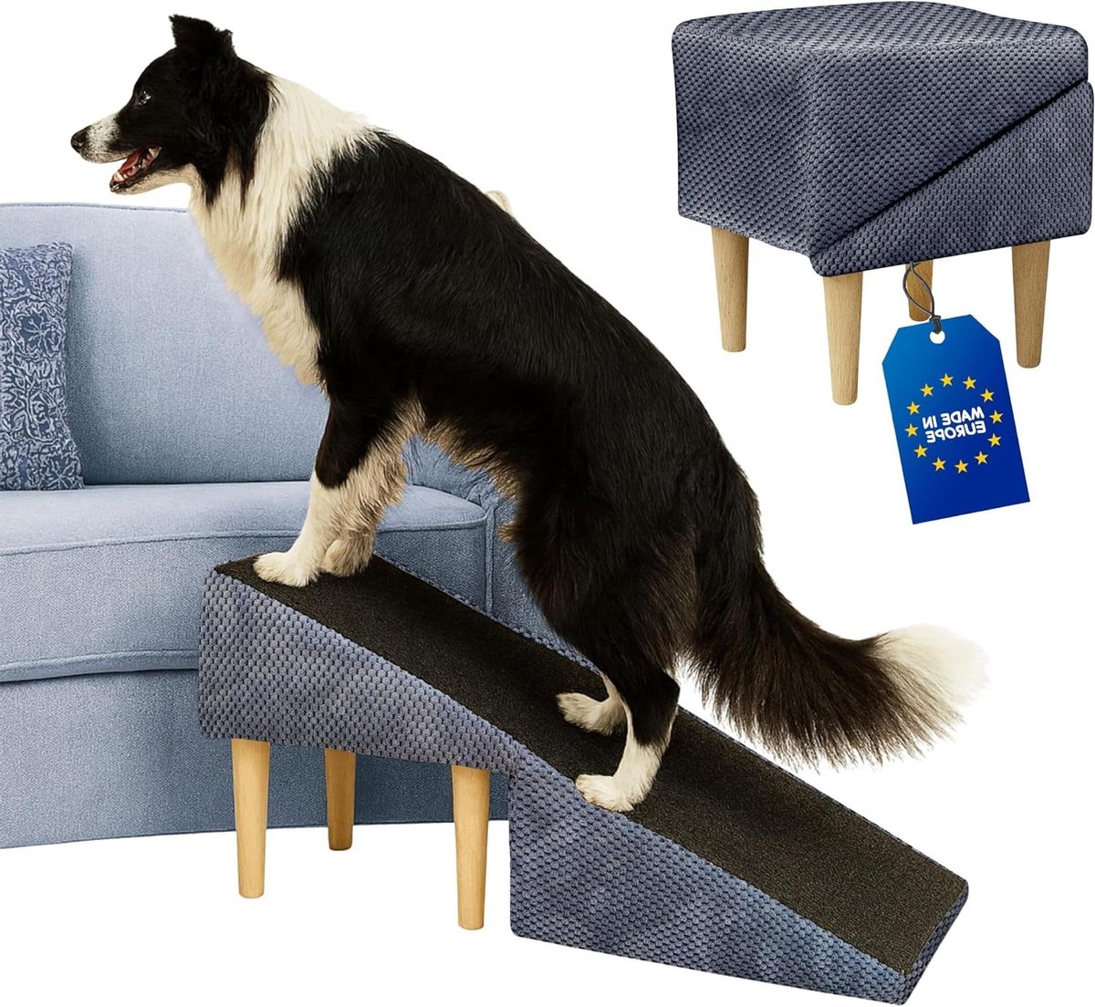 Hondentrap Inklapbaar - Huisdierhelling Opvouwbaar - Huisdiercomfort Vergroten - Meubellook Antislip - 36 cm Hoog - Grafietgrijs