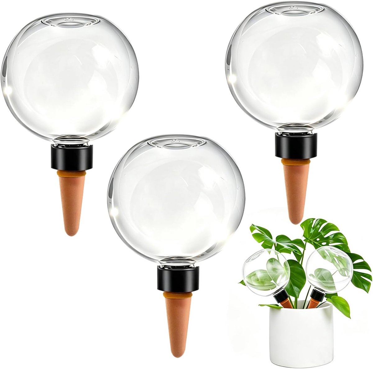 KZQ 3-delige automatische plantenwateringssysteem - 500 ml - Plantenwateraar - Zelfwaterende bal - Bolvormig - Geschikt voor het bewateren van tuin- en buitenplanten.
