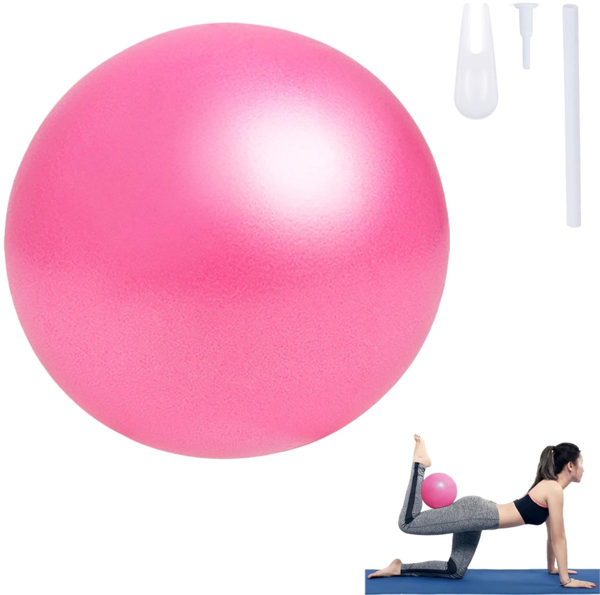 Klein Pilates Ball - 25 cm Rood Fitness- en Yogabal met Rits