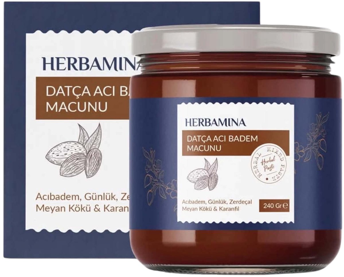 Herbamina Datça Acı Badem Macunu – Kruidenpasta met Bittere Amandel, Mastiek & Honing – 240 g