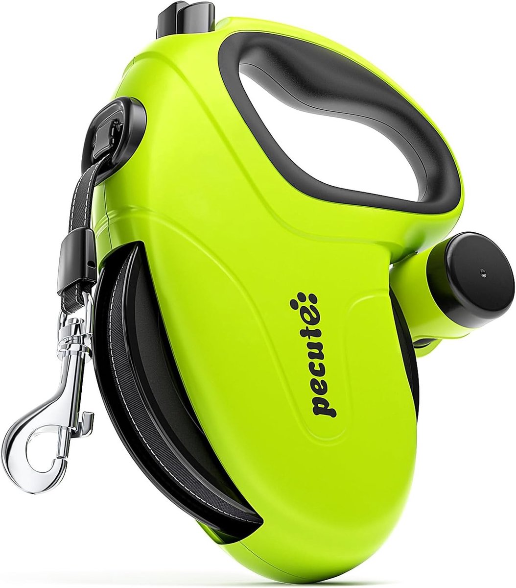 Intrekbare Hondenriem - Effen - 10 m - Met Poepzakhouder en Antislip Handvat - Voor Honden tot 50 kg