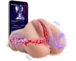 XISE Sora Vibrerende Vagina en Anus Masturbator met Stuwende beweging en APP - 1.54 kg - Sora App-Gestuurde Vibrerende, Realistische Vaginale Masturbator met Stuwende Bewegingen