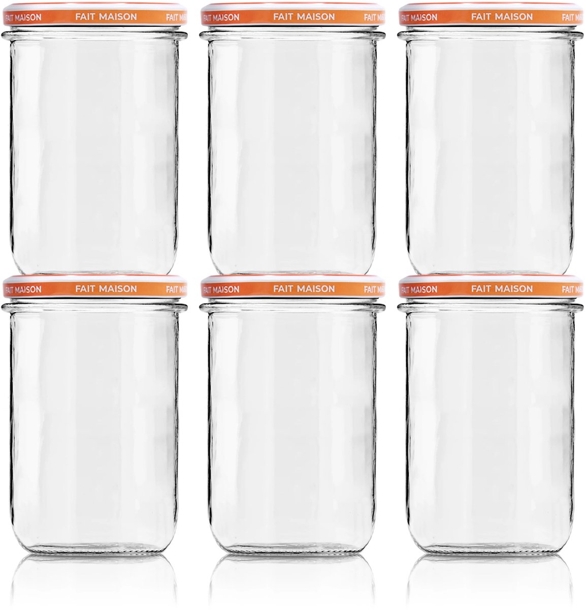 Le Pratique | Glazen Potten 6x0,75 Liter | Voordeelset van 6 Inmaakpotten van 750ml – steriliseerbare potten met draaideksel Ø100mm – Made in France