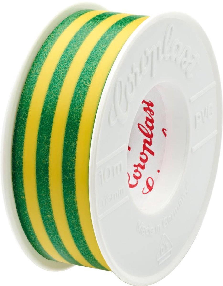 Isolatieband 302 10mx15mm groen/geel Coroplast