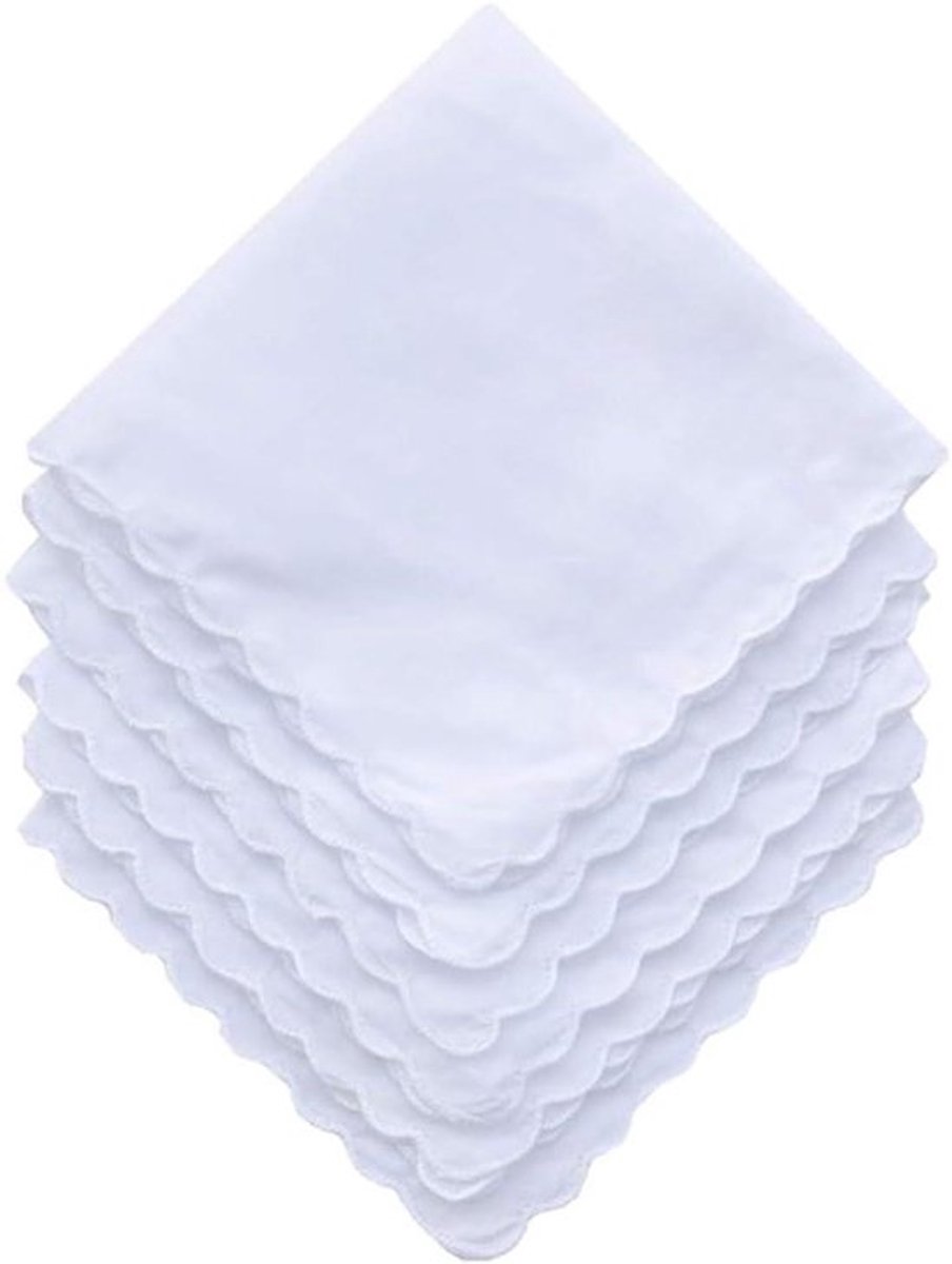 - Dames Puur Katoen Zakdoeken - Witte Stof - 30x30 cm - Bruiloft - Stof Zakdoeken - Geschikt voor Dagelijks Gebruik - Wit - 6 Stuks