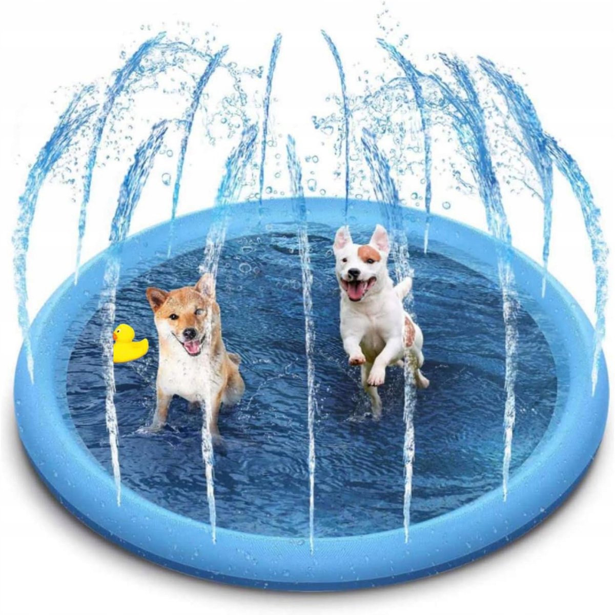Waterspeelmat Hond - Splash Sprinkler Pool - Mat met Sprinklers - Hondenbaden Koelmat - 150 cm - PVC - 0,58 mm - Opvouwbaar - Fontein - Zwembad - Waterspeelgoed - Voor Honden en Kinderen - Blauw