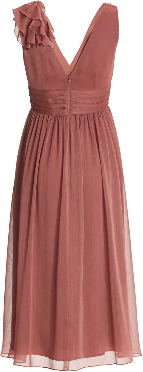 SWING – Midi Jurk – Kant & Chiffon – Volant Detail – Blush Rose – Maat 36 /S