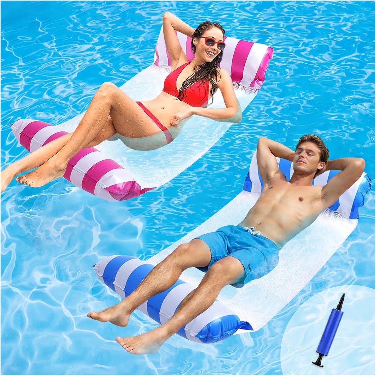 Opblaasbare Zwembadhangmat - 1 stuk - Waterhangmat met 4-in-1 Functie - Voor Ontspanning in het Zwembad