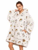 Q-Living Hoodie Deken - Oversized Hoodie - Plaid Met Mouwen - Snuggle Hoodie - Fleece Deken Met Mouwen - 1450 gram - Kat