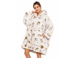 Q-Living Hoodie Deken - Oversized Hoodie - Plaid Met Mouwen - Snuggle Hoodie - Fleece Deken Met Mouwen - 1450 gram - Kat
