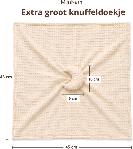 MijnNami Knuffeldoekje Moon - Bamboe & katoen - Wafelstof - 45 × 45 cm - Crème — afbeelding 4