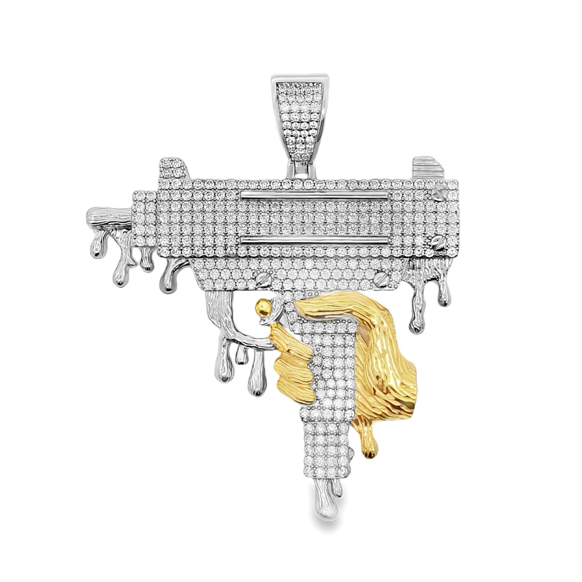 Juwelier Zwartevalk - Zilveren (gerhodineerd) uzi hanger met zirkonia stenen - 24.390