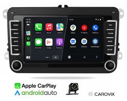 Carovix® Carplay autoradio geschikt voor volkswagen, seat, skoda - Apple Carplay & Android Auto (Draadloos) - Bluetooth - 7 inch HD Touchscreen - Navigatiesysteem auto - Achteruitrijcamera