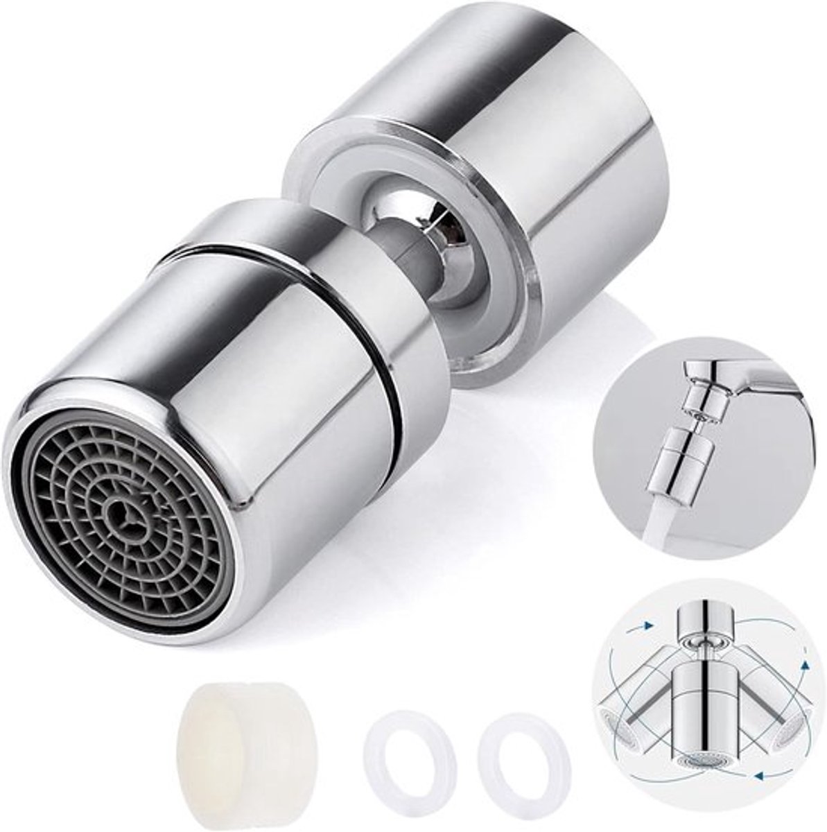 360° draaibare tap aerator M22/M24 - waterbesparend - multifunctionele sprayer - keukenfilter - verstelbaar