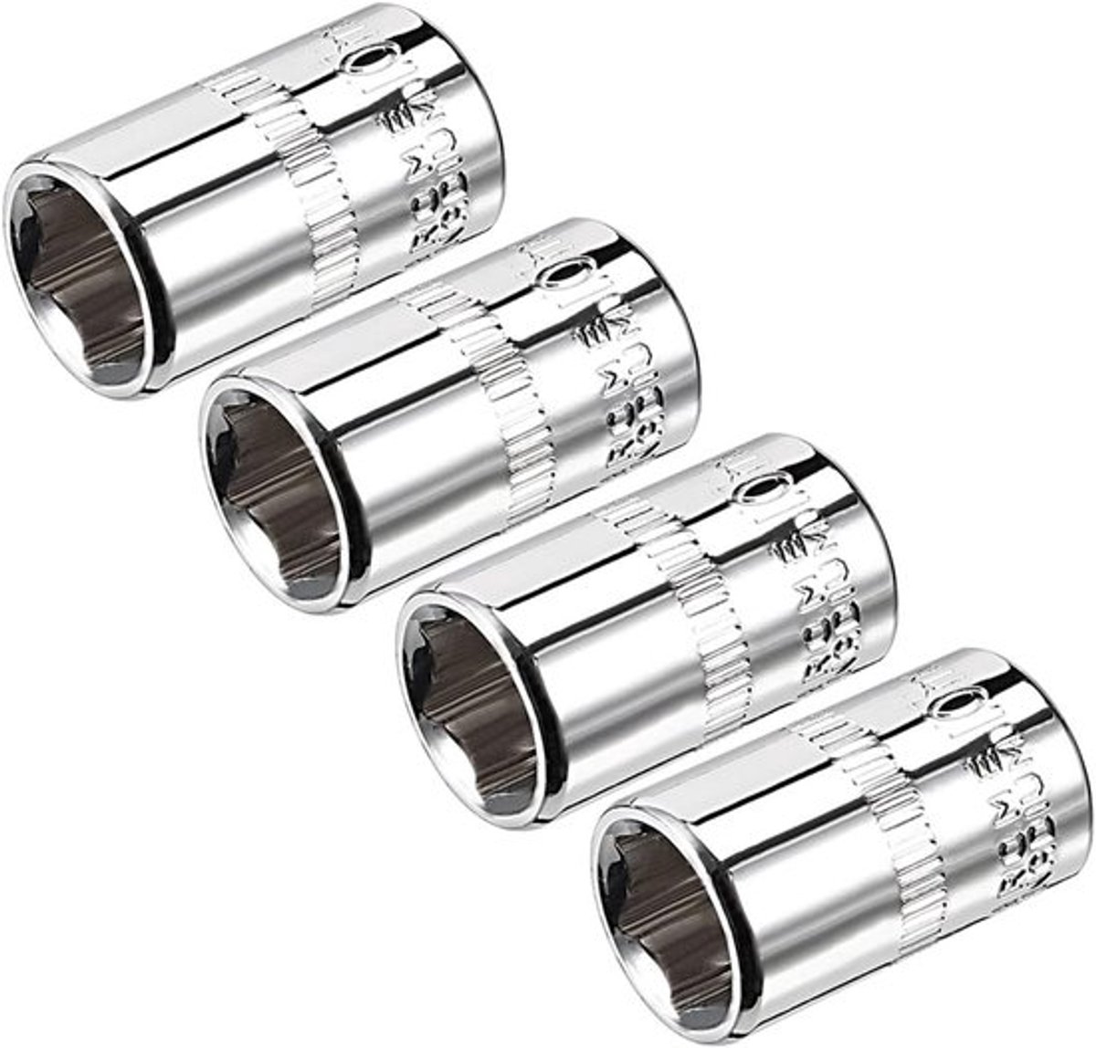 Set van 4 ondiepe 6-punts doppen [1/4 inch x 10 mm] voor auto reparatie - Hoogwaardig CR-V staal - Metrische maten
