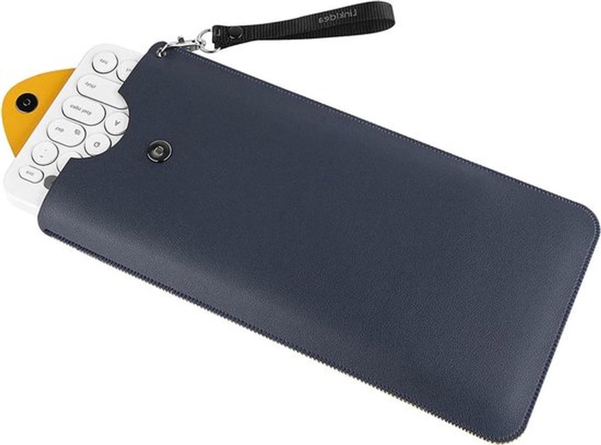 toetsenbordhoes voor Logitech Pebble Keys 2 - Beschermhoes - Veganistisch leder - Geschikt voor K380s / K380 / Keys-to-GO - Donkerblauw.