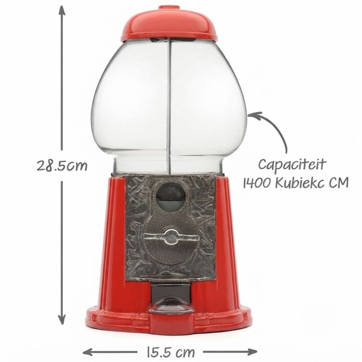 SP® Kaugomballen Machine - Kauwgomballen - Gumball Machine - Rood - 28cm x 15cm x 17cm