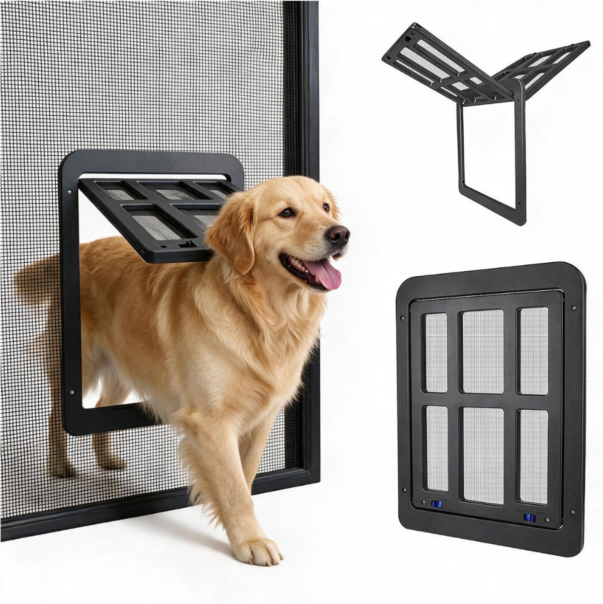 ZRNS® Hondenluik Large - Kattenluik Groot - Voor Hordeur - Klapklep - 28,4 cm x 36,6 cm