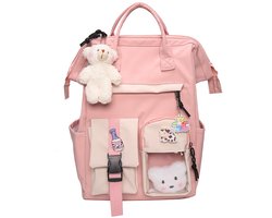 Studentenrugzak - Leuke campusrugzak - Stijlvolle schoudertas - Ruime, casual tas voor dagelijks gebruik - Betaalbare reistas - Rugondersteuning en gewichtsverdeling - Geschikt voor school en reizen - 26*18*38 cm - Roze