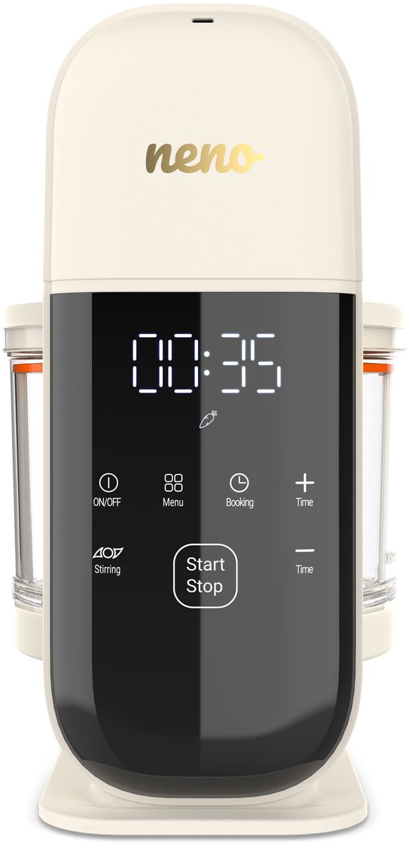 Neno Oro Babyvoeding Blender met Kookfunctie – 4-in-1 Baby Food Processor – Stomen, Blenden, Hakken & Warmhouden – 11 Programma's – BPA-vrij