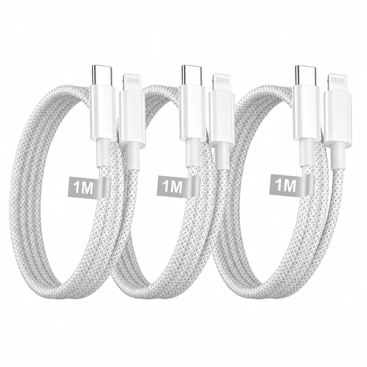 USB C naar Lightning Kabel 1M - Nylon Vlechtconstructie - MFi Gecertificeerd - Ideaal voor Opladen - ShopVlot