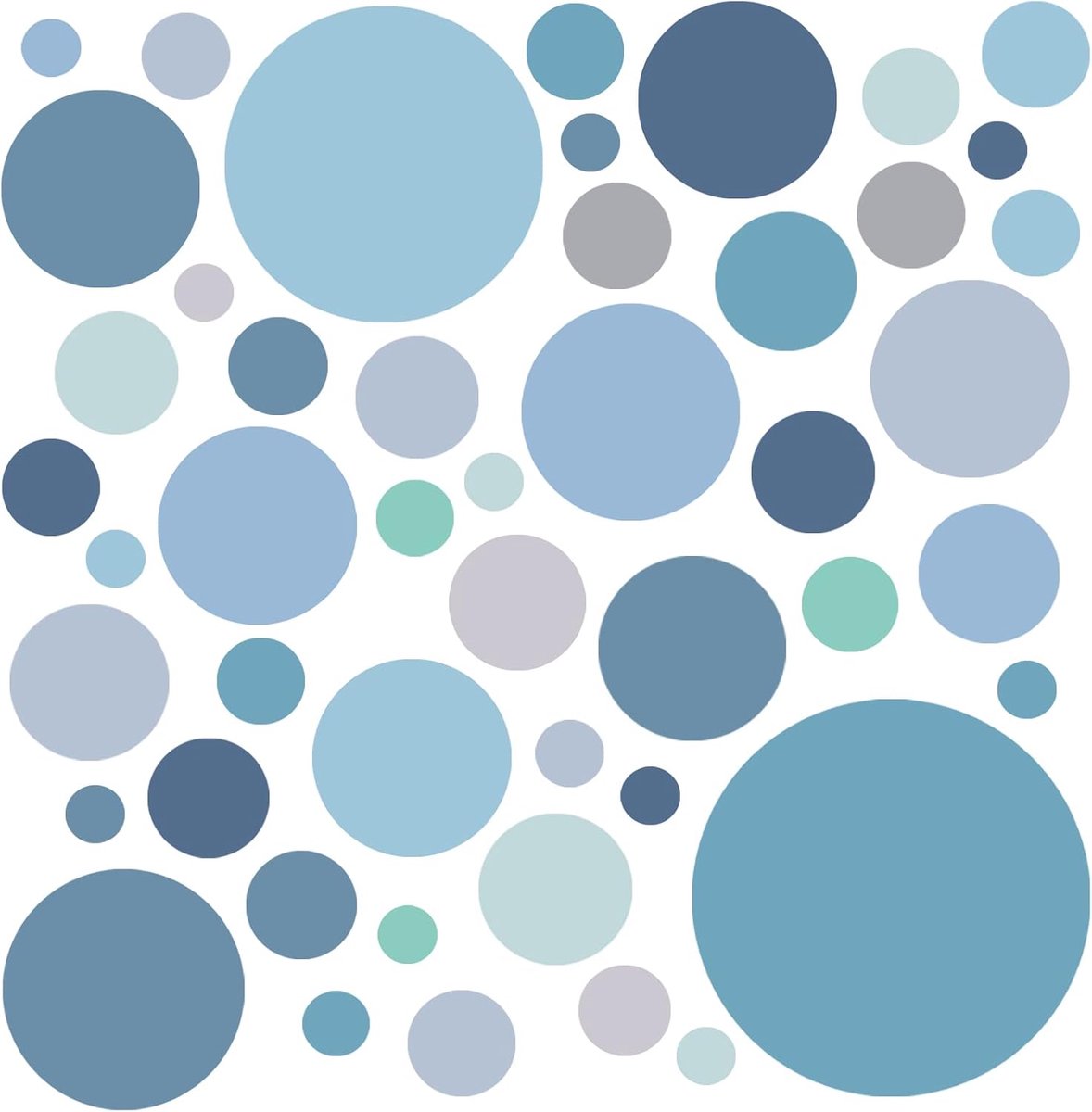 Wandsticker cirkels - groot - pastel blauw-turquoise-grijs - creatieve decoratie voor kinderkamer - ShopVlot