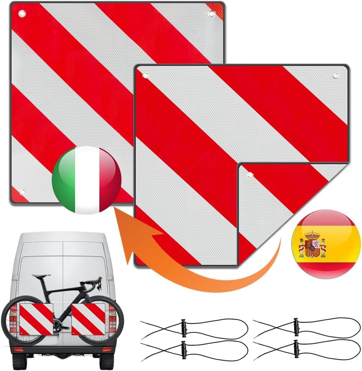 Signaalreflector 2-in-1 50 x 50 cm - Waarschuwingsbord voor verkeersborden - Veiligheid voor fietsdeur camper caravan - ShopVlot