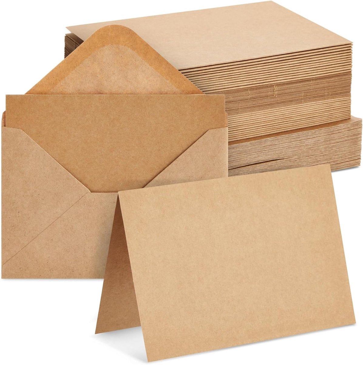 Wenskaarten kraftpapier 10,2 x 15,2 cm - blanco - gevouwen karton - perfect voor uitnodigingen - ShopVlot