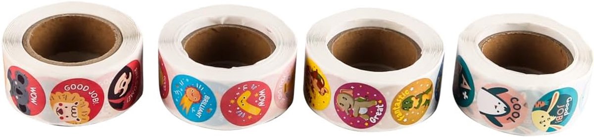 Beloningsstickers 2000 stuks - 4 rollen - 32 unieke ontwerpen - perfect voor klassikaal gebruik - ShopVlot