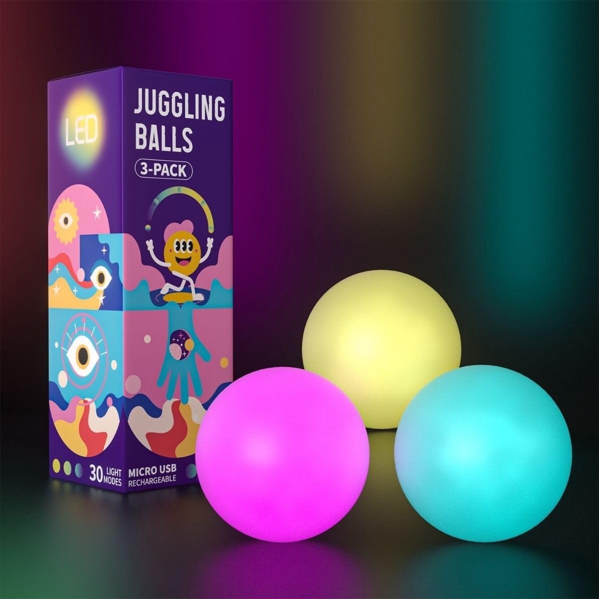 LED-Jongleerballen - Multicolor - 3 Stuks - Lichtgevend met Stroboscoopeffect - Voor Kinderen en Volwassenen