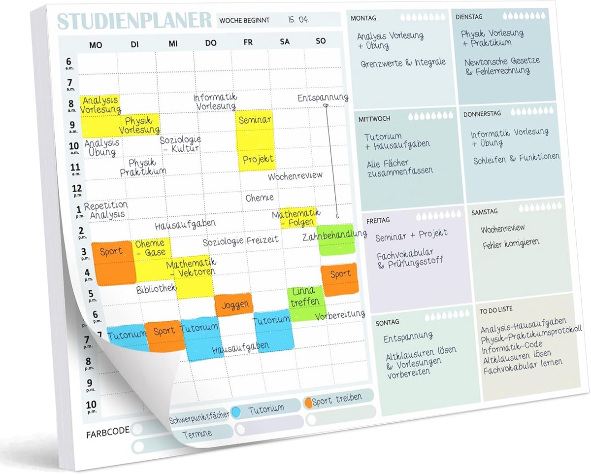 Leerplanner A4 - groen - studiehulp - organiseer je studietijd - ShopVlot