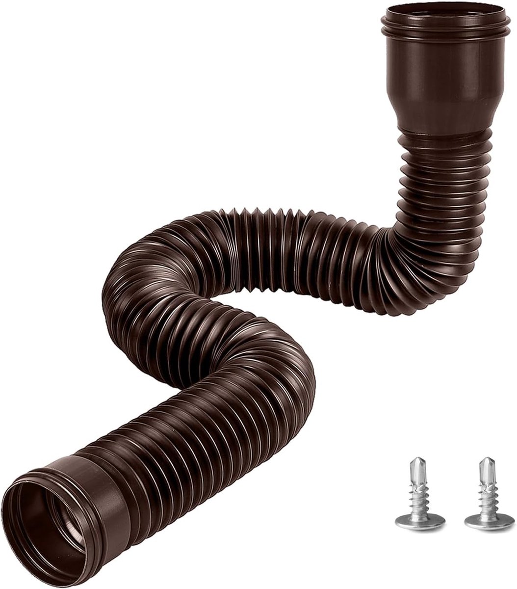 Flexibele regenpijp verlenging 80/100 mm - Bruin - Verstelbaar van 47 tot 150 cm - Ideaal voor afvoer - ShopVlot