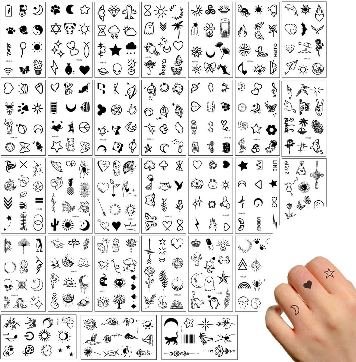 Tijdelijke Tattoos - 150+ Designs - Zwart Wit - Waterproof en Zelfhechtend - ShopVlot